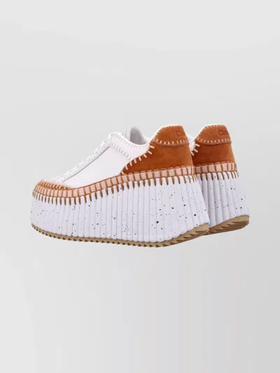 Chloé Nama Sneakers With Double Platform Sole In White