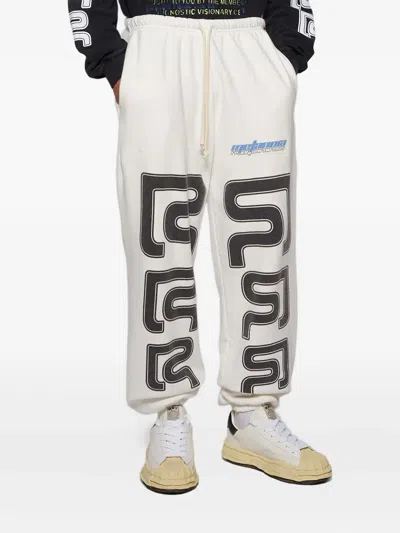 Rrr123 Drawstring Graphic Sweatpants In White