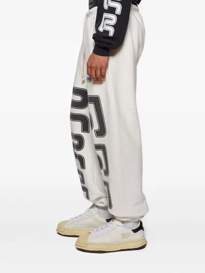 Rrr123 Drawstring Graphic Sweatpants In White