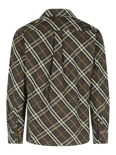 Burberry Long Sleeve Button-down Shirt With Plaid Design In Green