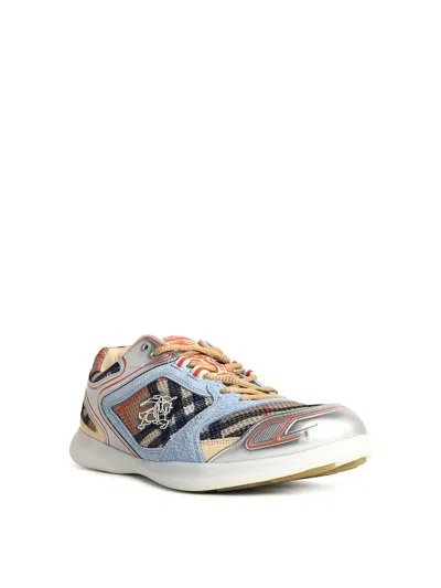 Burberry Mesh And Suede Matrix Style Sneakers In Multi