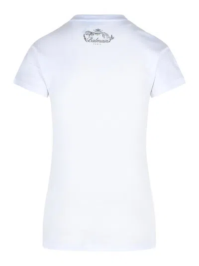 Balmain Cotton T-shirt With Button Detail And Draped Design In White