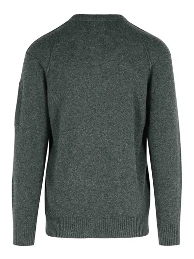 C.p. Company Classic Grey Knit Sweater With Distinctive Lens Detail In Gray