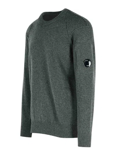 C.p. Company Classic Grey Knit Sweater With Distinctive Lens Detail In Gray