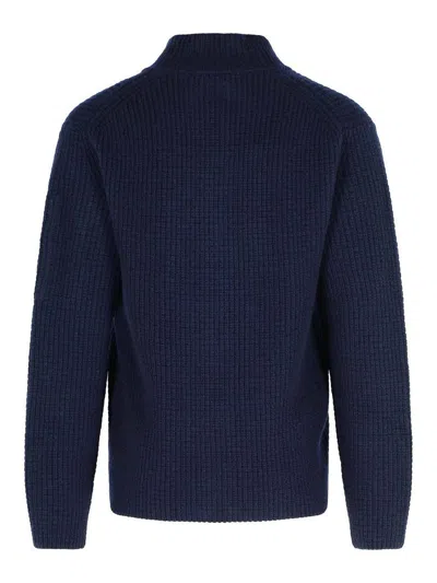 C.p. Company Navy Wool Blend Sweater In Blue