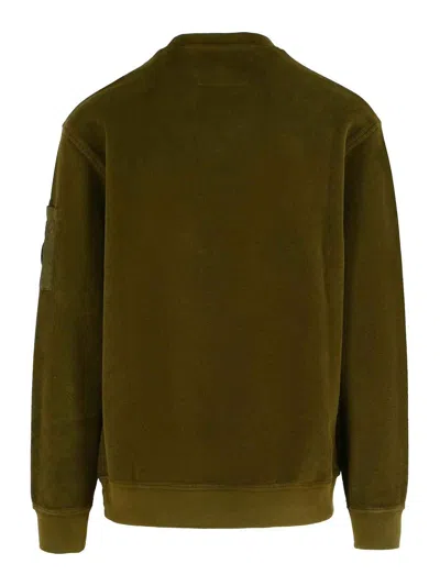 C.p. Company Military Cotton Sweater Featuring Arm Pocket In Green