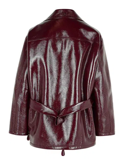 Courrèges Vinyl Burgundy Cotton Blend Jacket In Red
