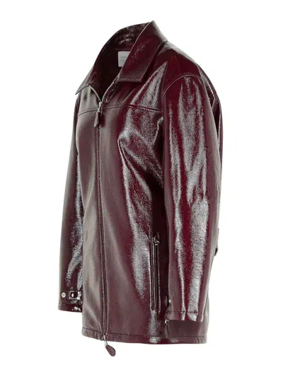 Courrèges Vinyl Burgundy Cotton Blend Jacket In Red