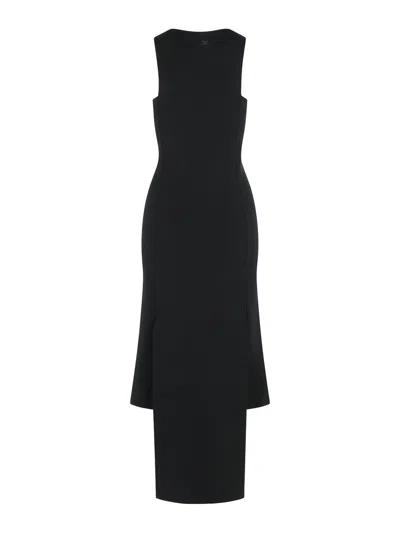 Courrèges Oblique Dress In Black Viscose Blend In Black