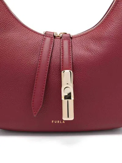 Furla Textured Leather Shoulder Bag With Gold Hardware In Red