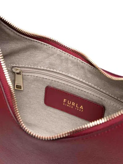 Furla Textured Leather Shoulder Bag With Gold Hardware In Red