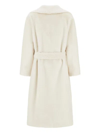 Herno Coat In Soft Alternative Fur In Neutral