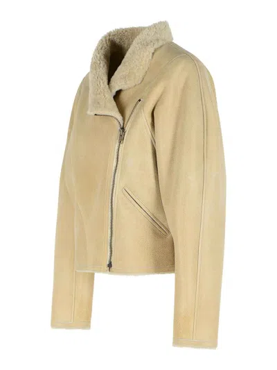 Isabel Marant Blondine Shearling Ecru Jacket In Brown
