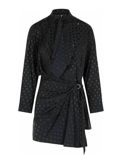 Isabel Marant Black Polka-dot Silk-blend Dress Women In Black