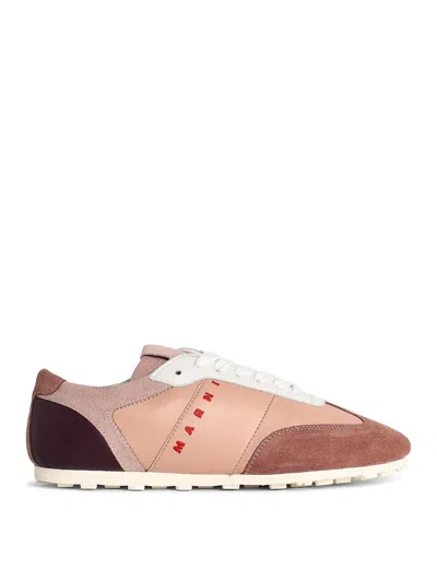 Marni Leather Sneaker In Nude