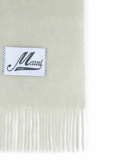 Marni Light Grey Alpaca Blend Scarf In Green