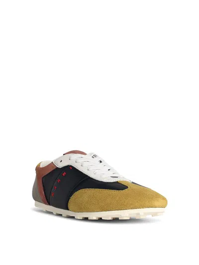 Marni Multicolor Leather Sneakers Suede Panels In Multi