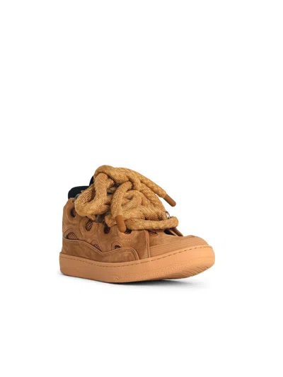 Lanvin Leather Blend Sneakers Suede Finish In Brown