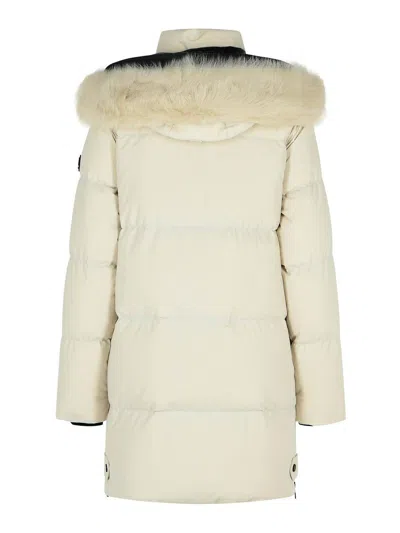 Moose Knuckles Chelia 3q Ivory Polyamide Blend Down Jacket In White
