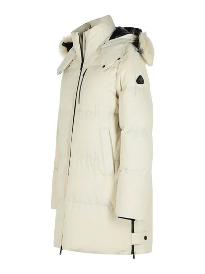 Moose Knuckles Chelia 3q Ivory Polyamide Blend Down Jacket In White