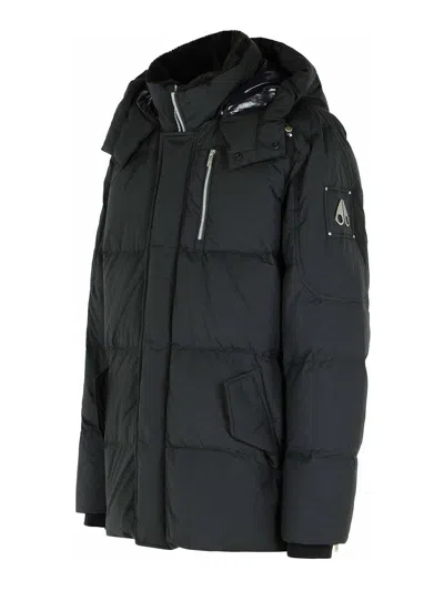 Moose Knuckles Cloud 3q Black Padded Parka In Metal