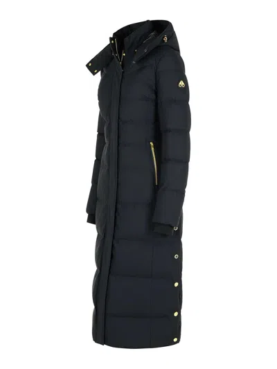 Moose Knuckles Jocada Long Black Polyamide Blend Down Jacket In Black