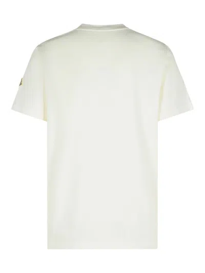 Moncler Ivory Cotton Tricolour Logo T-shirt In White