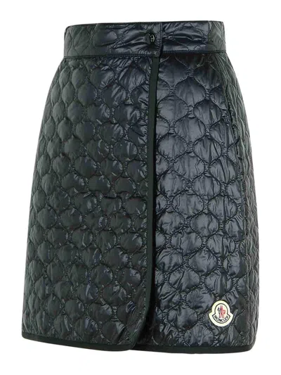 Moncler Padded Mini Skirt With Checked Quilting In Black