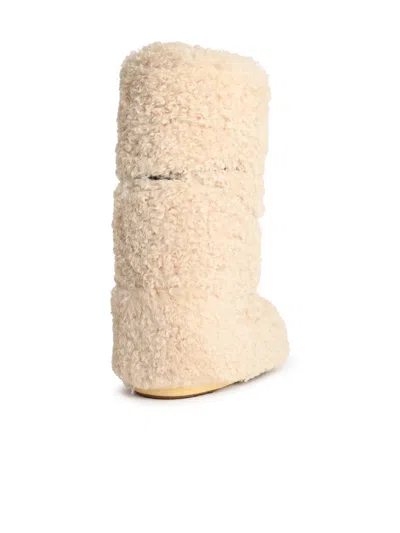 Moon Boot Logo Embellished Mid-calf Flat Sole Boots In Neutral