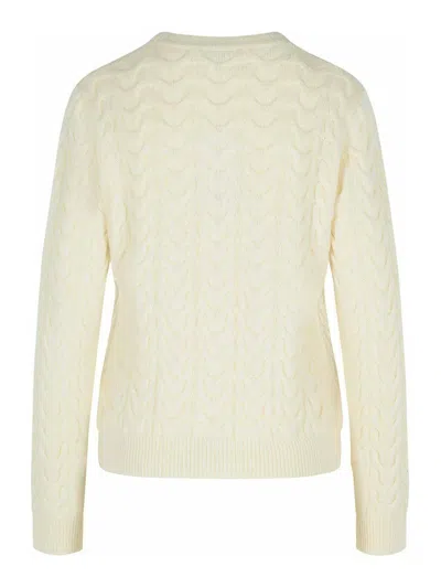 Max Mara Cashmere Sweater With Cable Knit Design In White