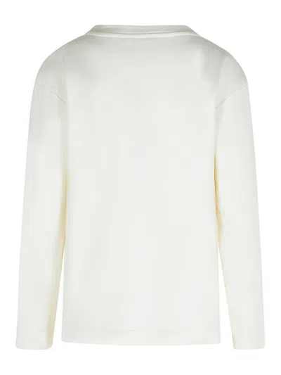 Max Mara Berma Sweatshirt In White Silk And Cotton In White
