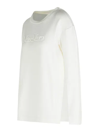 Max Mara Berma Sweatshirt In White Silk And Cotton In White