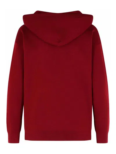 Max Mara Hooded Virgin Wool Long Sleeve Sweatshirt In Red