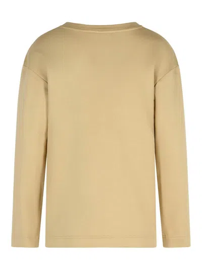 Max Mara Berma Sweatshirt In Silk And Caramel Cotton In Neutral