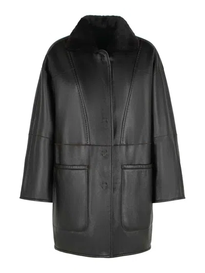 Max Mara Reversible Coat In Black