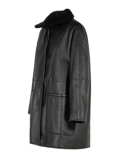 Max Mara Reversible Coat In Black