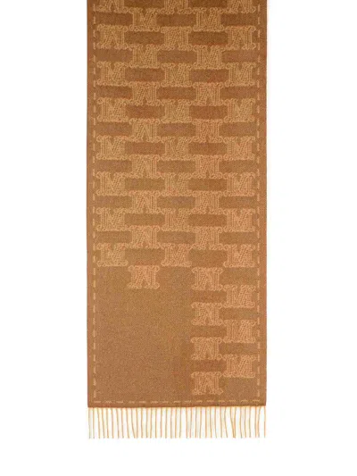 Max Mara Wsteddyc Camel Jacquard Cachemire Stole In Brown