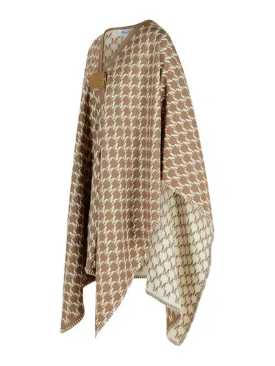 Max Mara Editti Hood In Virgin Wool And Brown Cotton In Brown