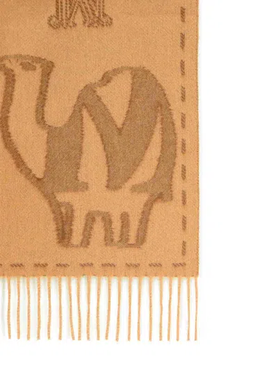 Max Mara Wsteddyc Camel Jacquard Cachemire Stole In Brown