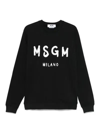 Msgm Sweatshirt With Logo In Black