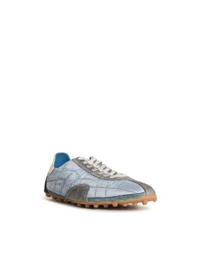 Maison Margiela Quilted Low-top Sneakers With Suede Overlays And Gum Rubber Sole In Blue