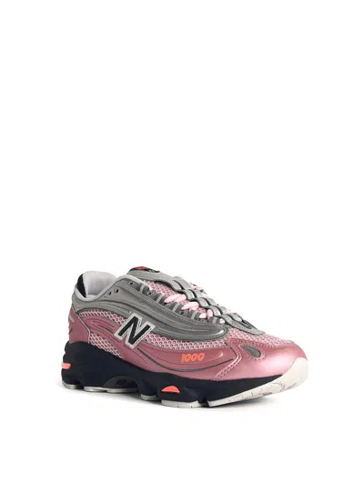 New Balance 1000 Pink Fabric Blend Sneakers In Animal Print