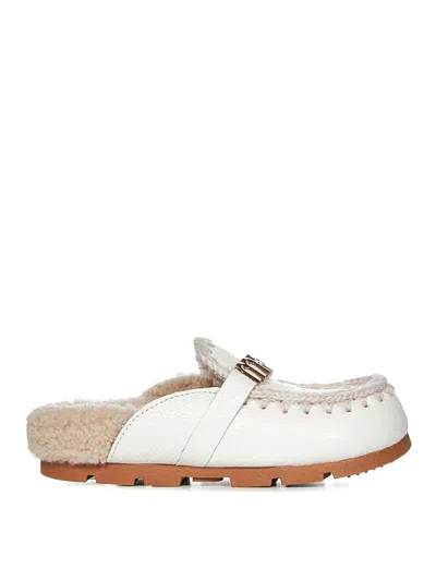Mou Winter Bio Slide Slipper-mule In White Leather In White