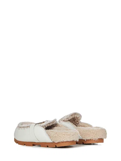 Mou Winter Bio Slide Slipper-mule In White Leather In White