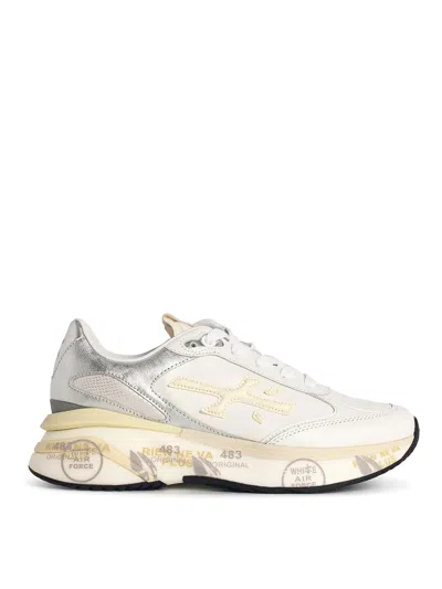Premiata Moerund 7798 Leather Sneakers With Contrast Sole In White