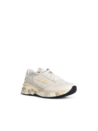 Premiata Moerund 7798 Leather Sneakers With Contrast Sole In White