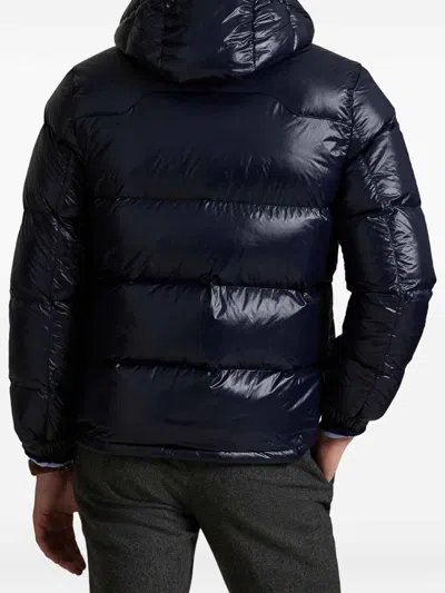 Polo Ralph Lauren Hooded Quilted Bomber Jacket Pockets In Blue