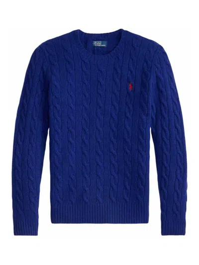 Polo Ralph Lauren Cobalt Blue Cable-knit Sweater In Wool And Cashmere In Blue