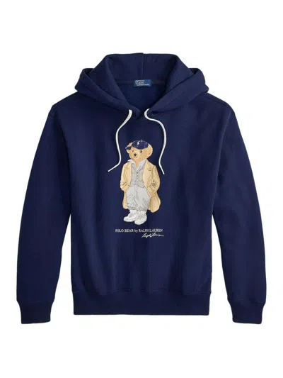 Ralph Lauren Logo Hoodie Sweatshirt Featuring Graphic Print In Blue