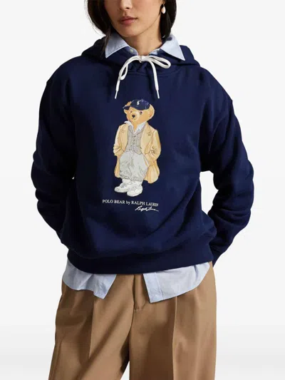 Ralph Lauren Logo Hoodie Sweatshirt Featuring Graphic Print In Blue